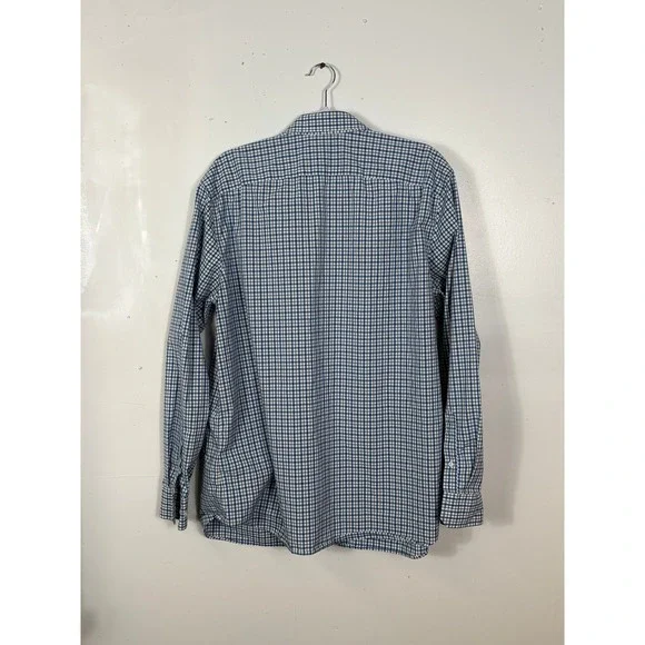 Banana Republic Mens XL Slim Flex Fit Tech Stretch Cotton Blue Check Shirt - Picture 2 of 9